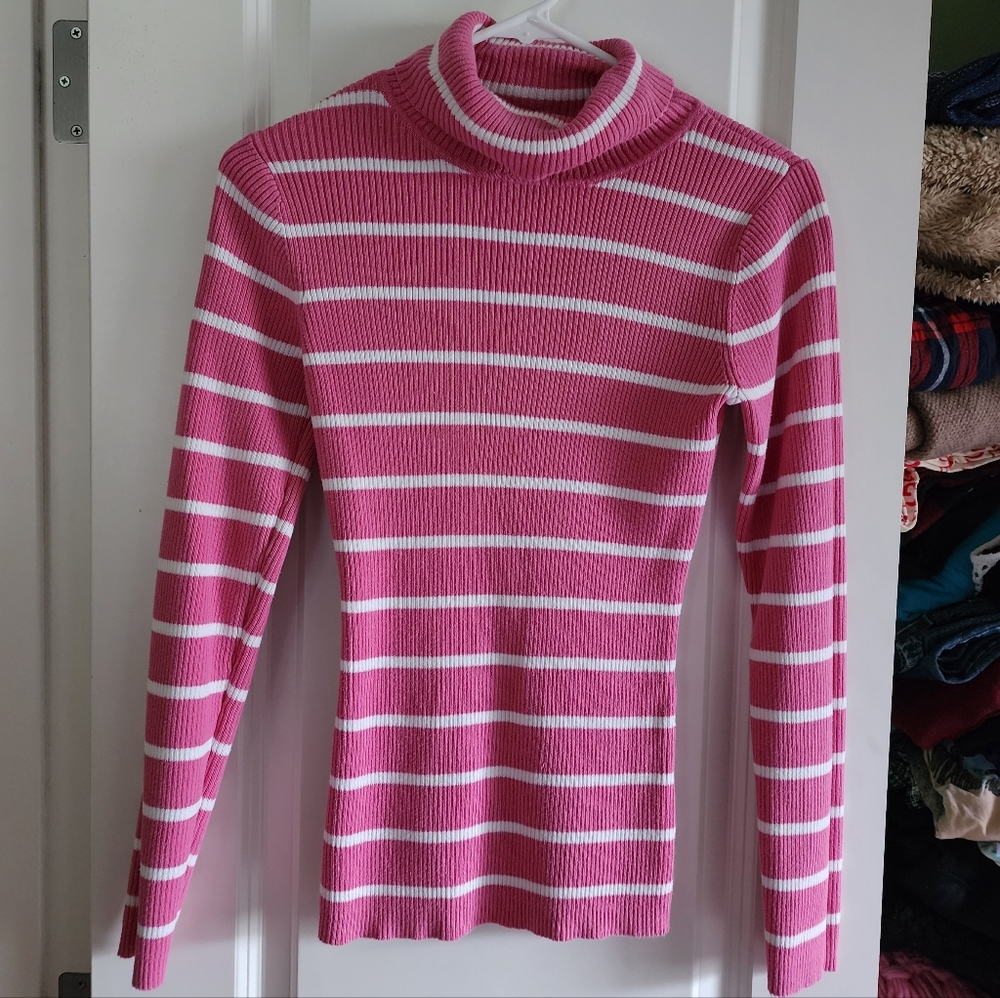 PBX pink with white stripes turtleneck